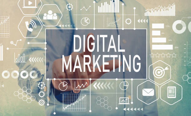 Digital Marketing with businessman pointing digital screen